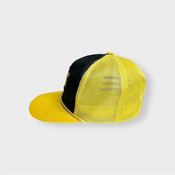 Vtg 80s Cat Diesel Power Trucker Snapback Hat Rope Brim Youngan Patch 70s 2 Tone - Picture 3 of 8